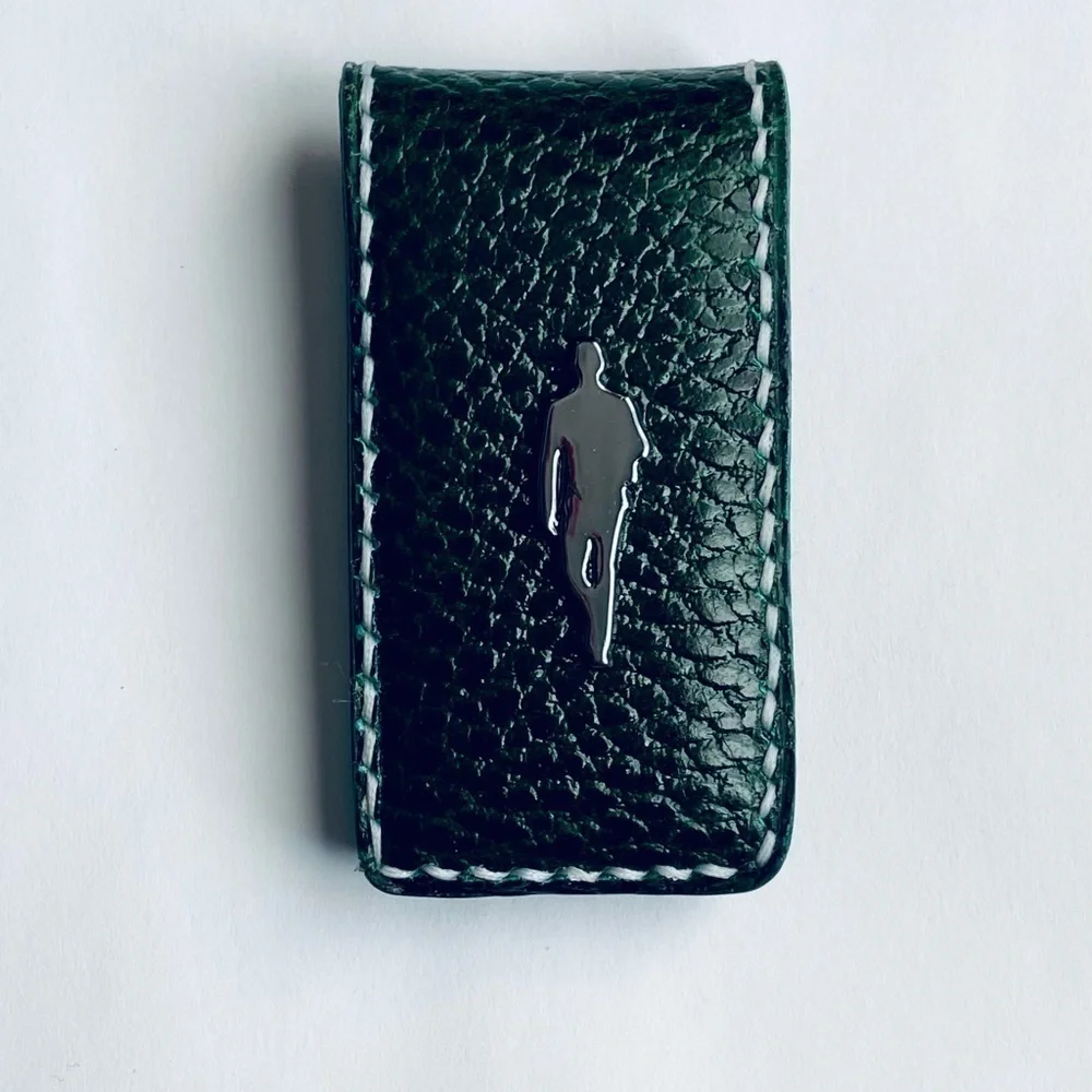 Hand Crafted Leather Money Clip, Strong Magnet, Accessory for Men (Green) - Picture 2 of 4